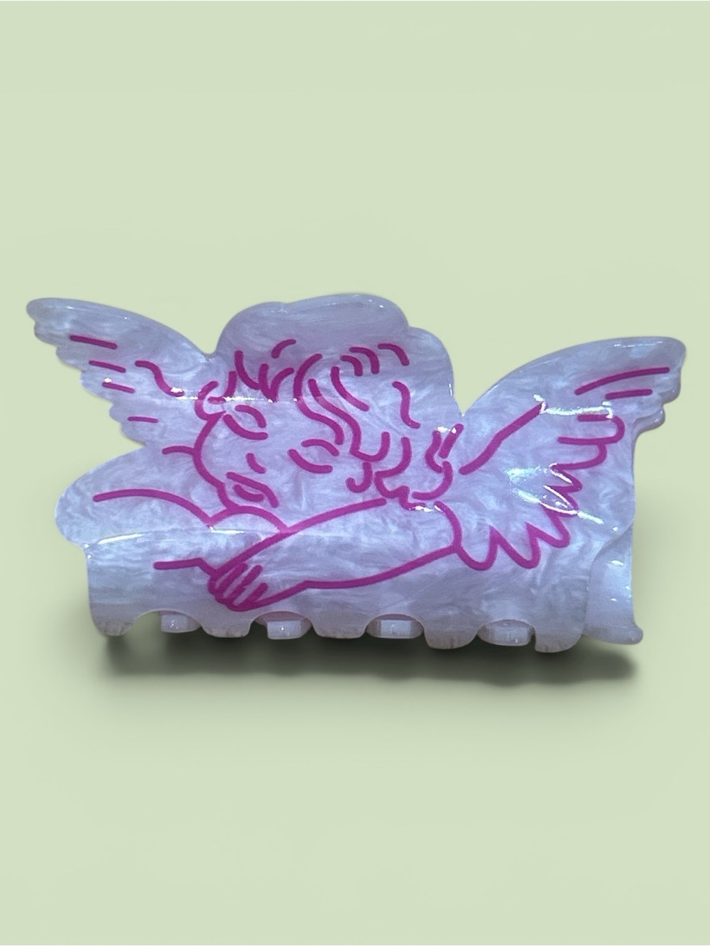 Kawaii Pink Angel Hair claw clip. Pink coquette hair claw. Y2K Angel claw